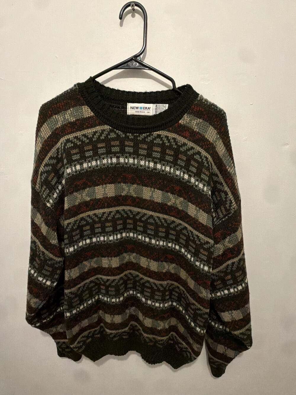 New Era Vintage Geometric Patterned Sweater